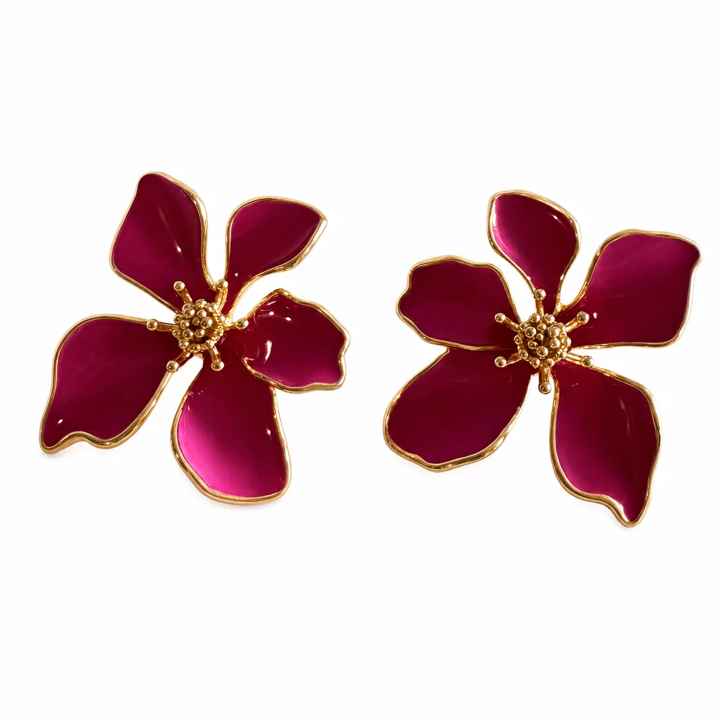 Aretes Flor Fucsia — vista 5 de 6