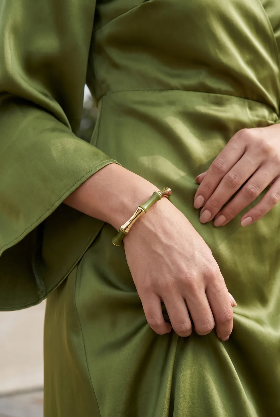 Pulseras Bambú Oliva — SYLVI